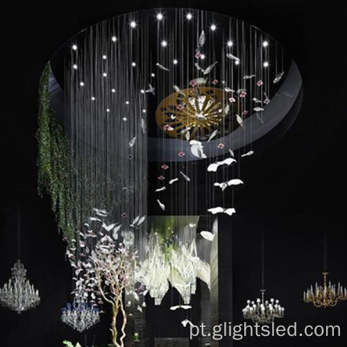 Lustre de vidro grande de vidro personalizado Hall Custom European Hall